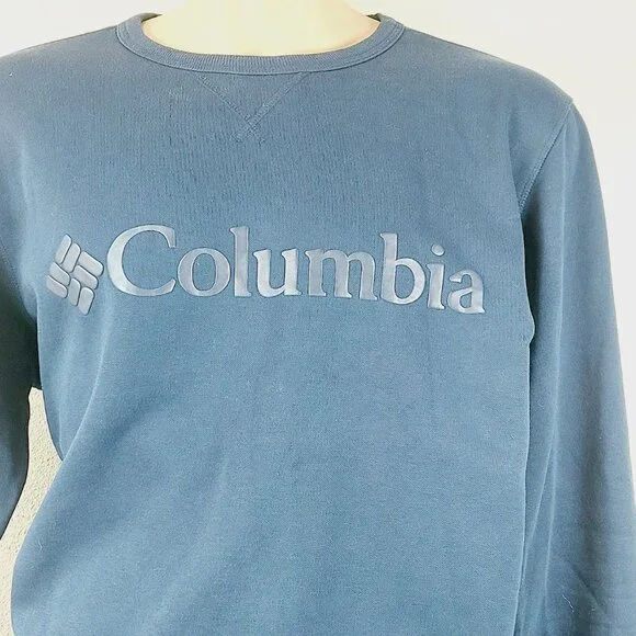 Columbia Men's Blue Logo Fleece Long Sleeve Crewneck Pullover Sweatshirt Size XL - Picture 3 of 9